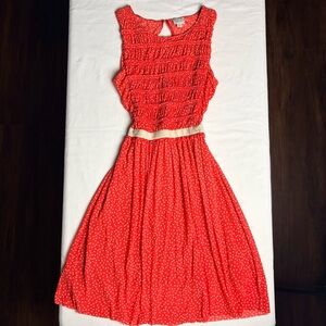 Anthropologie Red Polka Dot A Line Dress- Small
